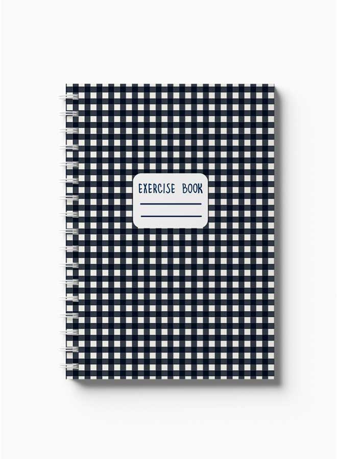 LOWHA - Spiral Notebook Gingham Checks Pattern White/Black - Image 1