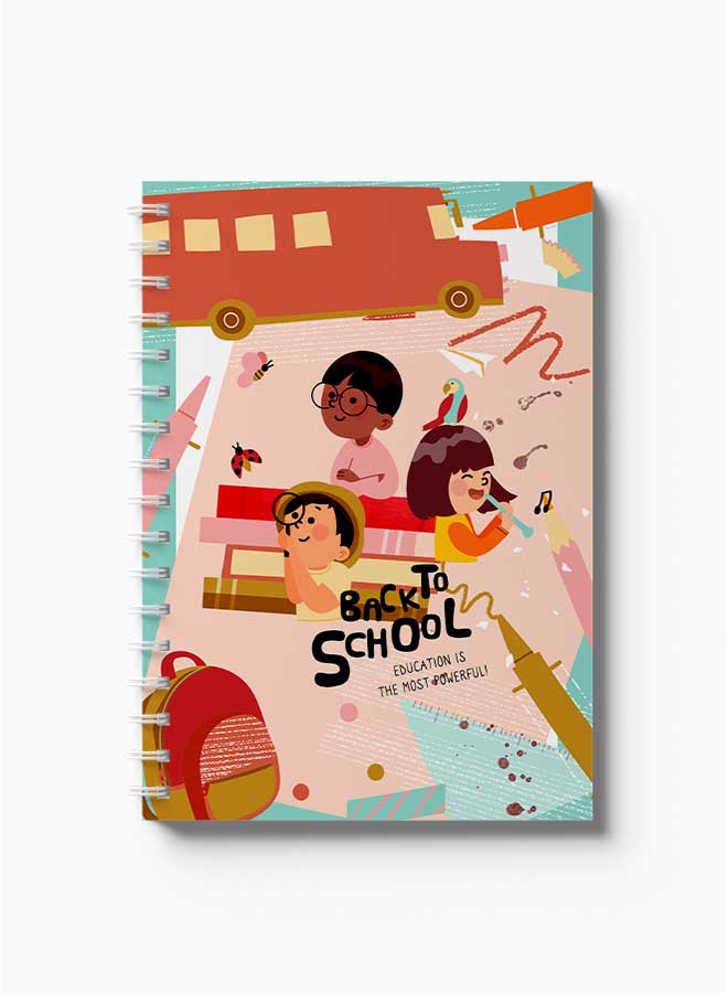 LOWHA Spiral Notebook Back To School Kids Drawing1 Red/Blue/Yellow/Black/Pink  - Image 2