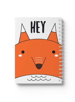 Spiral Notebook Hey Fox Vector Art Orange/White/Black