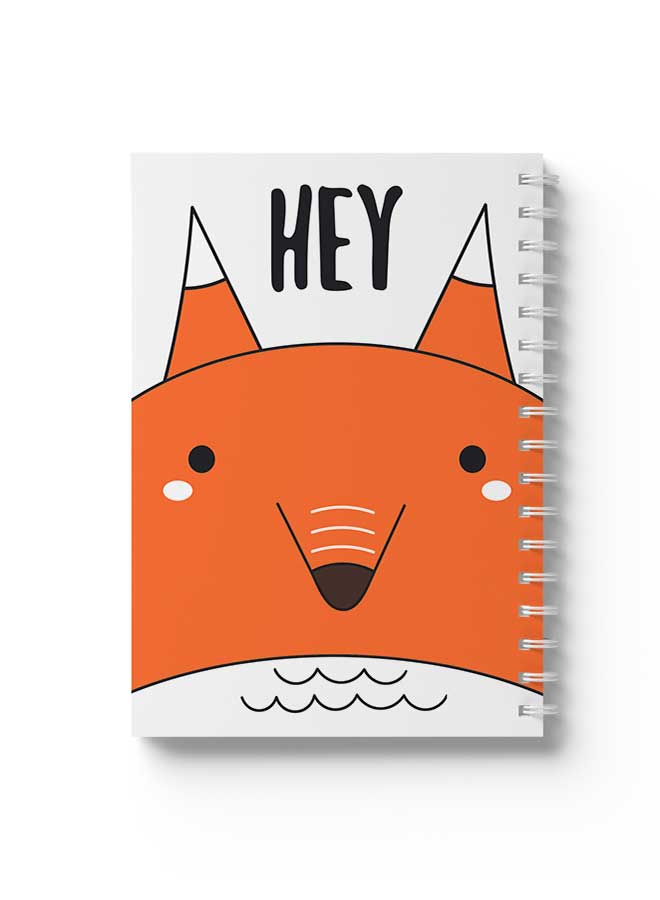 LOWHA - Spiral Notebook Hey Fox Vector Art Orange/White/Black - Image 1