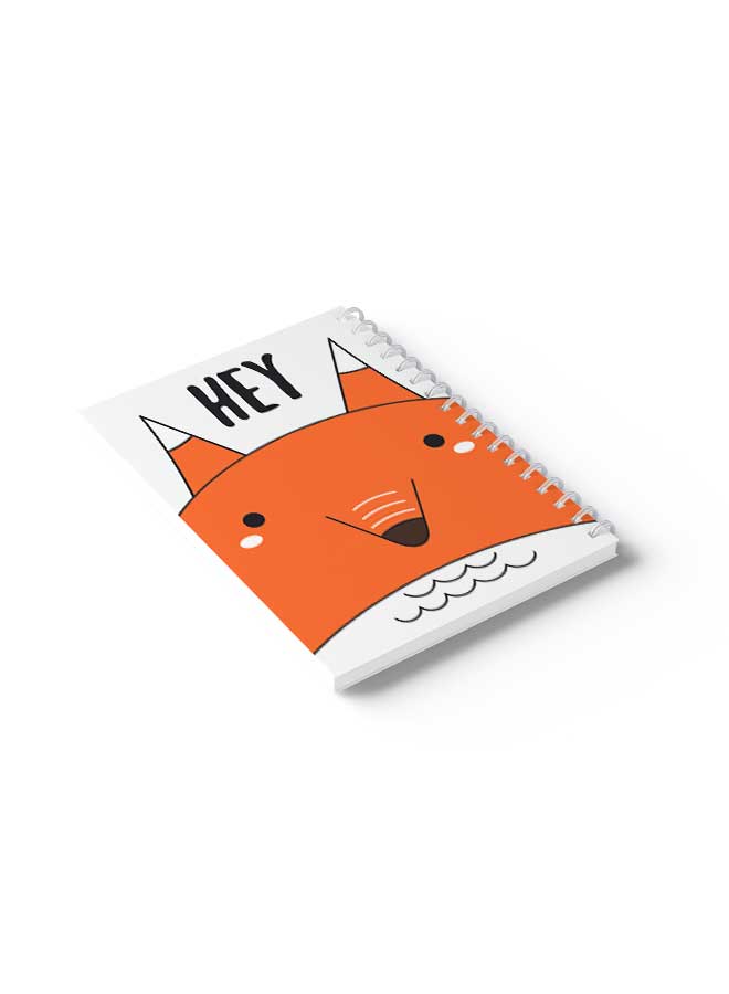 LOWHA - Spiral Notebook Hey Fox Vector Art Orange/White/Black - Image 1