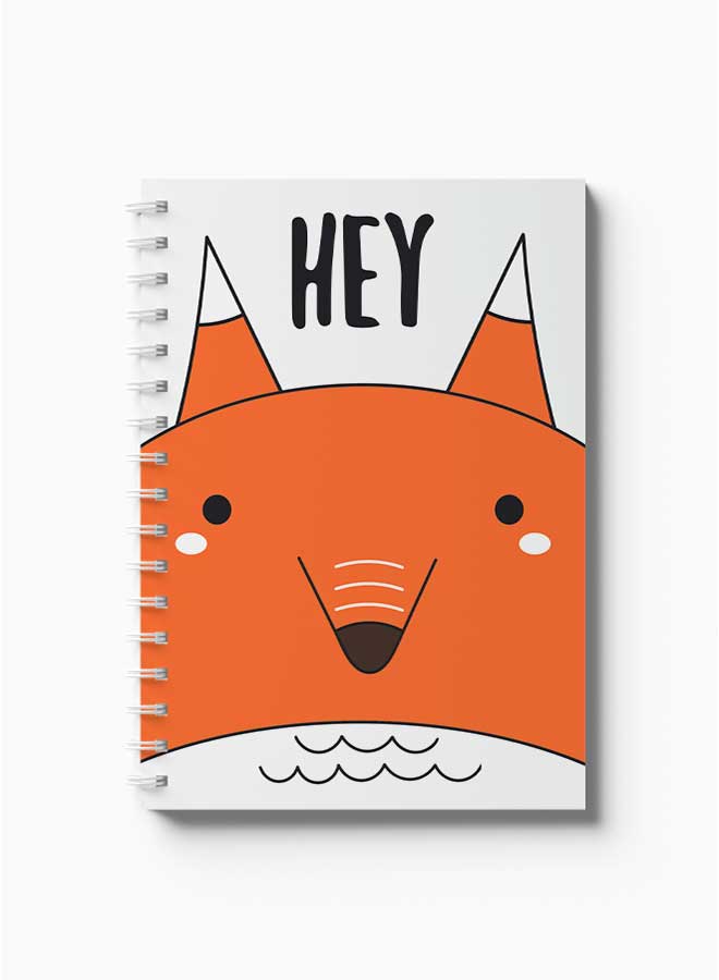 LOWHA - Spiral Notebook Hey Fox Vector Art Orange/White/Black - Image 1