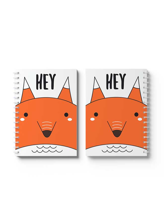 LOWHA - Spiral Notebook Hey Fox Vector Art Orange/White/Black - Image 1