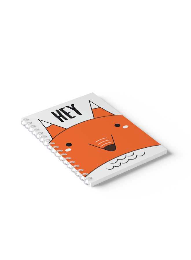LOWHA - Spiral Notebook Hey Fox Vector Art Orange/White/Black - Image 1