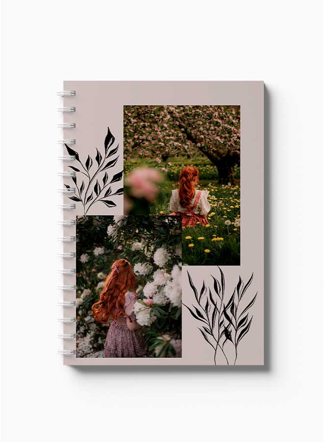 لوحة Spiral Notebook Girl In Grove Pink/Green/White/Yellow - Image 2