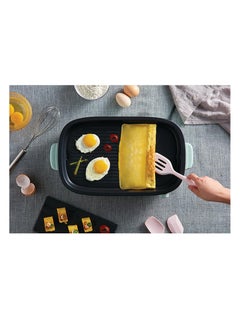 BLACK+DECKER Multifunction Grill, 4.0L Family-sized, Dual Pattern Grill Plate, 3 Interchangeable Non-stick Detachable Pans with Hotpot, For Grilling, Baking, Frying 1400 W GMF1400-B5 Mint Green  - Image 4