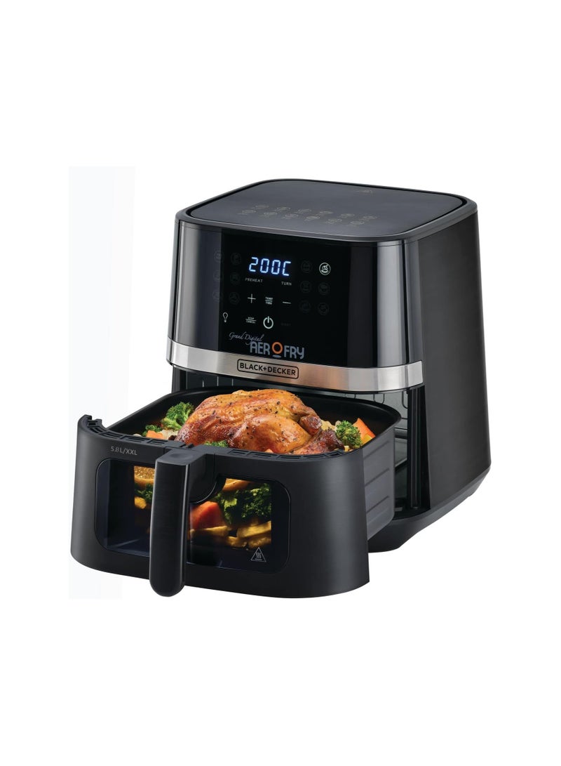 BLACK+DECKER - Digital 12-in-1 Multifunction Air Fryer 2Kg Capacity With Rapid Hot Air Circulation For Frying, Grilling, Broiling, Roasting, and Baking 5.8 L 1800 W AF5800 black - Image 1
