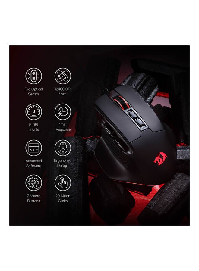 REDRAGON M806 Bullseye Gaming Mouse, 7 Programmable Buttons Wired RGB Gamer Mouse w/Ergonomic Natural Grip Build, Software Supports DIY Keybinds & Backlit  - Image 4