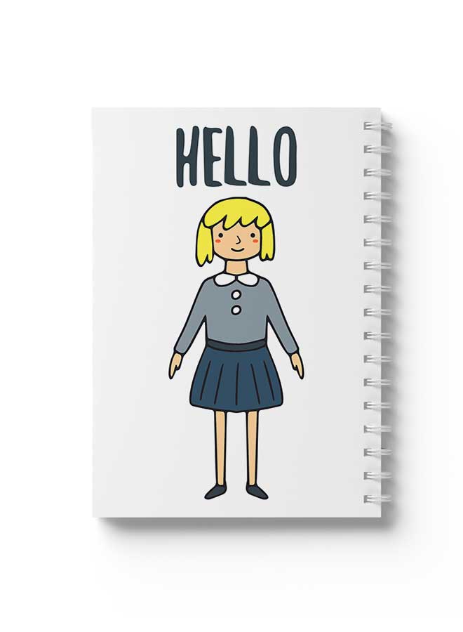 LOWHA Spiral Notebook Hello Girl In Uniform Yellow/Black/Blue/White  - Image 1