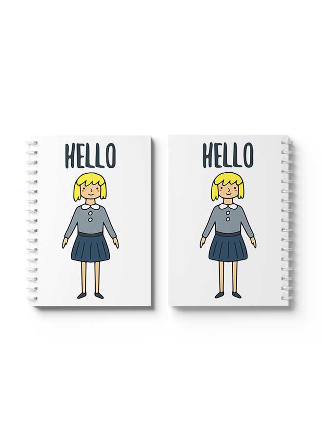 LOWHA Spiral Notebook Hello Girl In Uniform Yellow/Black/Blue/White  - Image 3