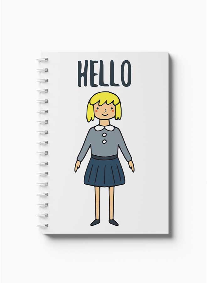 LOWHA Spiral Notebook Hello Girl In Uniform Yellow/Black/Blue/White  - Image 2