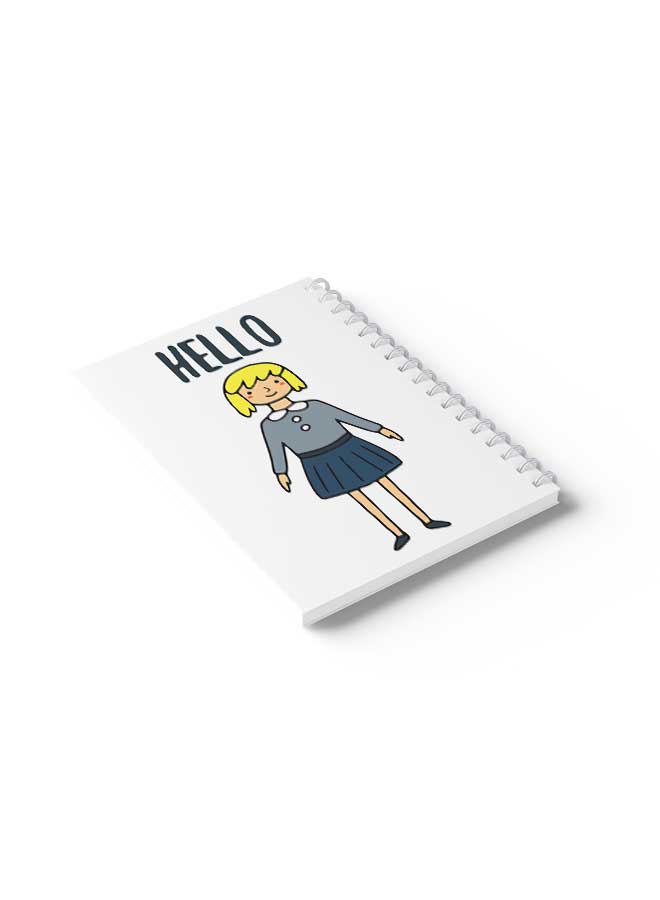 LOWHA Spiral Notebook Hello Girl In Uniform Yellow/Black/Blue/White  - Image 4