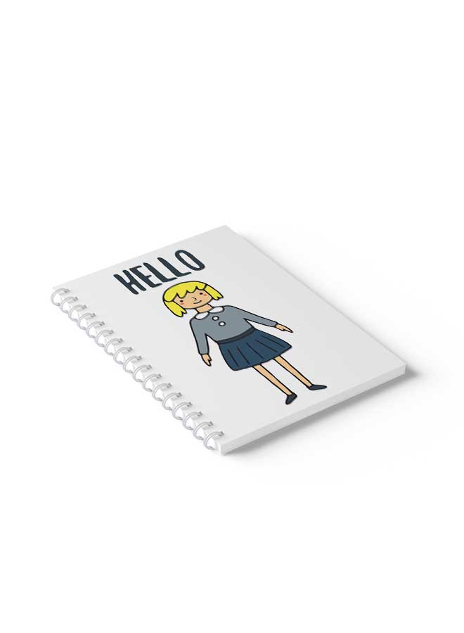 LOWHA Spiral Notebook Hello Girl In Uniform Yellow/Black/Blue/White  - Image 5