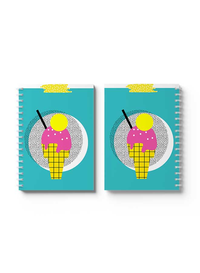 LOWHA Spiral Notebook Ice Cream Sprinkles Design Blue/Yellow/Pink/White/Black - Image 3