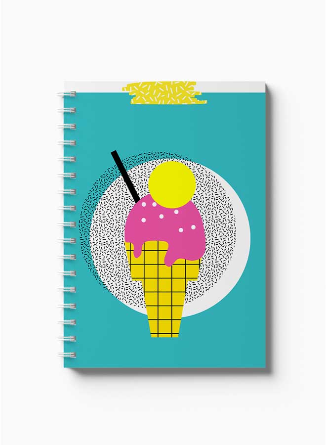 LOWHA Spiral Notebook Ice Cream Sprinkles Design Blue/Yellow/Pink/White/Black - Image 2