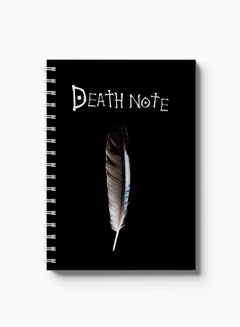 LOWHA Spiral 60 Sheets Notebook Death Note Feather Pen Cover Design Black/White  - Image 1