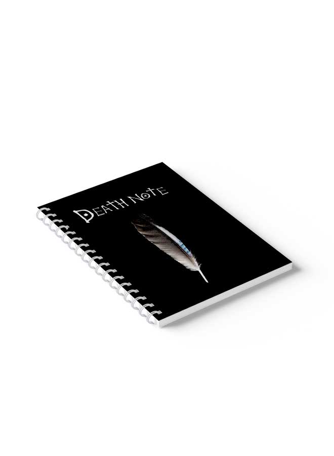 LOWHA Spiral 60 Sheets Notebook Death Note Feather Pen Cover Design Black/White  - Image 2