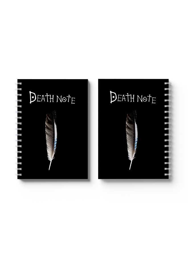 LOWHA Spiral 60 Sheets Notebook Death Note Feather Pen Cover Design Black/White  - Image 5