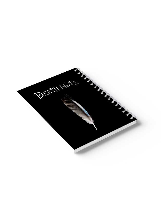 LOWHA Spiral 60 Sheets Notebook Death Note Feather Pen Cover Design Black/White  - Image 3