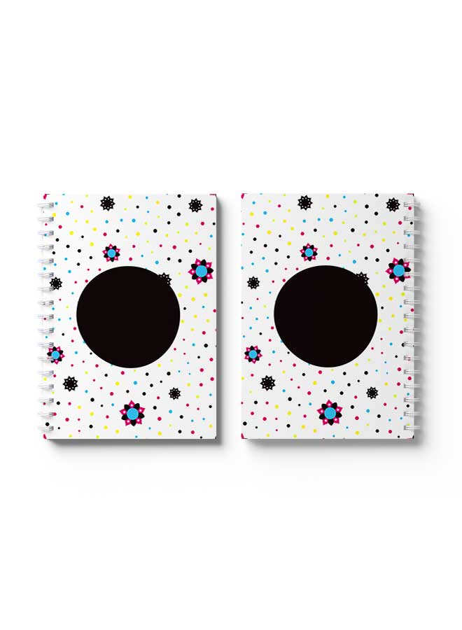 LOWHA Spiral Notebook Trendy Unique Shapes Pattern White/Black/Blue/Yellow - Image 3