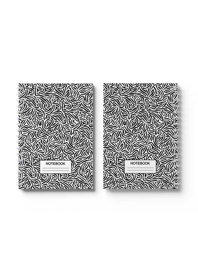 LOWHA Spiral Notebook Abstract Shapes Cover Black/White/  - Image 3