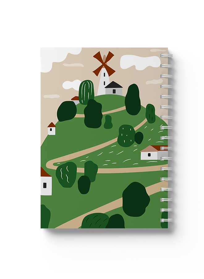 LOWHA Spiral Notebook Cover Farmland Art Green/White/Brown - Image 1