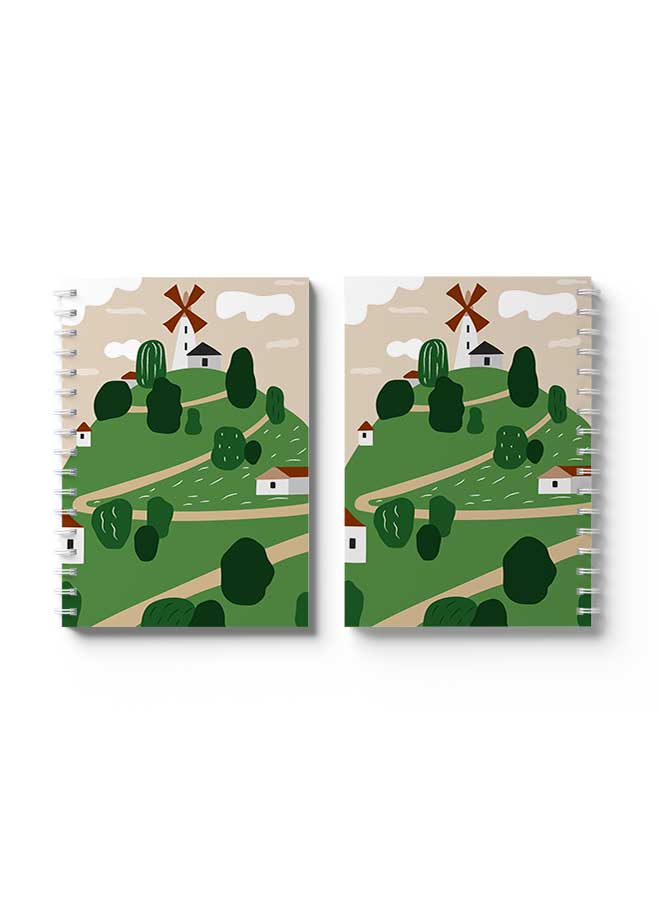 LOWHA Spiral Notebook Cover Farmland Art Green/White/Brown - Image 3