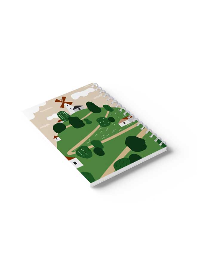 LOWHA Spiral Notebook Cover Farmland Art Green/White/Brown - Image 4