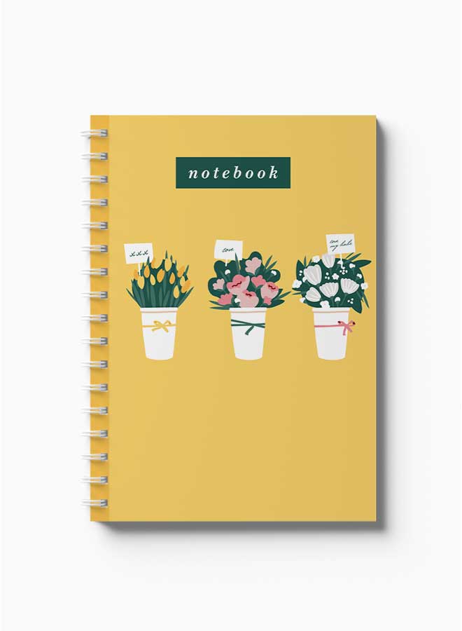 LOWHA Spiral Notebook Nb Floral Vases Notebook Yellow/Pink/White/Green - Image 2