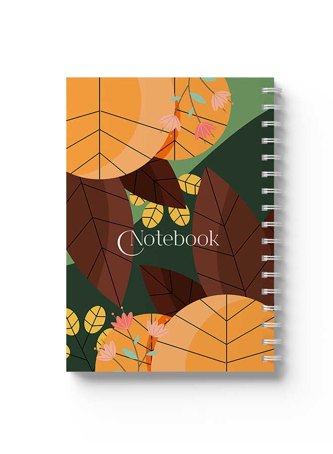 LOWHA Spiral Notebook Classical Theme Leaves Yellow/Brown/Green - Image 1