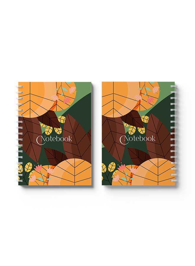 LOWHA Spiral Notebook Classical Theme Leaves Yellow/Brown/Green - Image 3