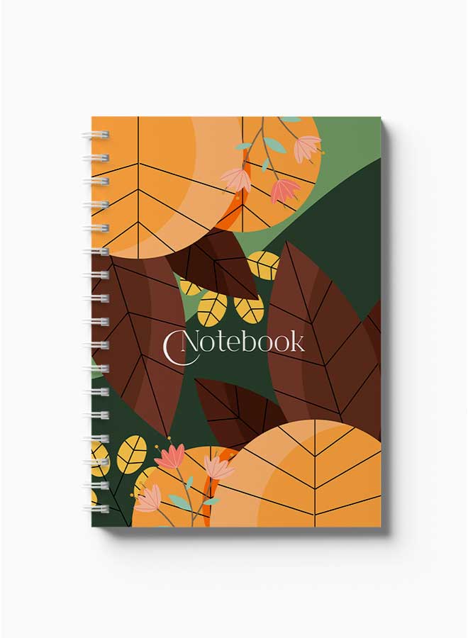 LOWHA Spiral Notebook Classical Theme Leaves Yellow/Brown/Green - Image 2