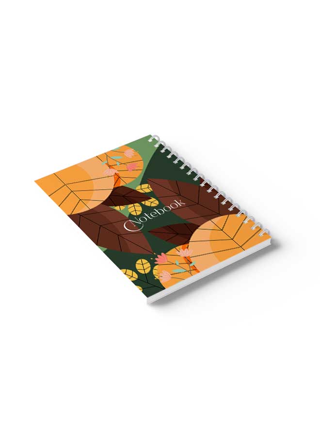 LOWHA Spiral Notebook Classical Theme Leaves Yellow/Brown/Green - Image 4