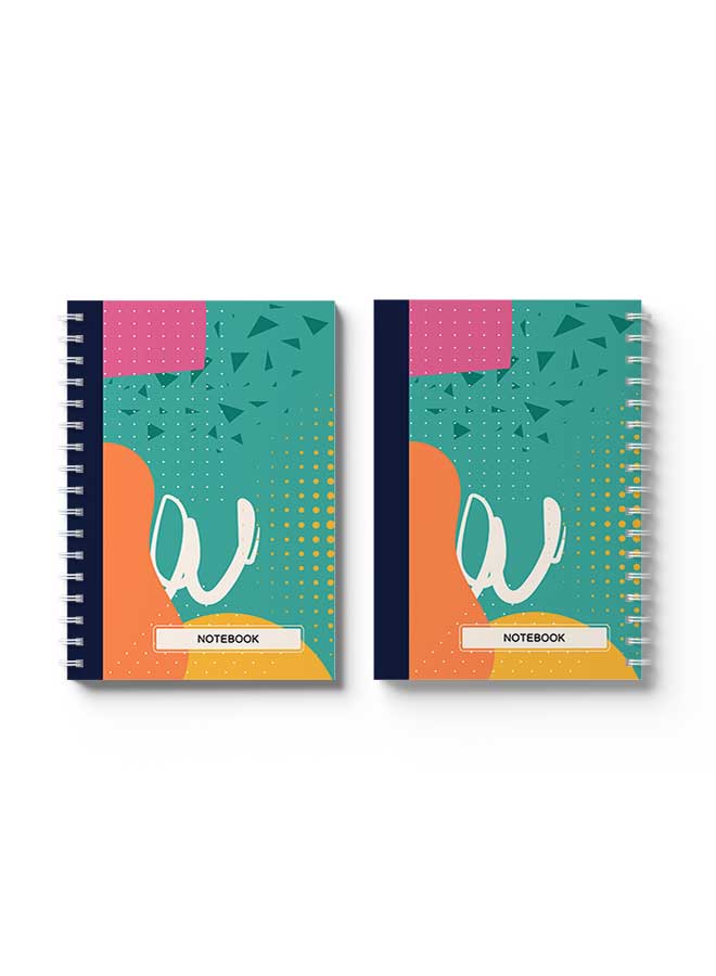 لوحة Spiral Notebook Abstract Geometric Design3 Pink/Blue/Red/White/Yellow - Image 3