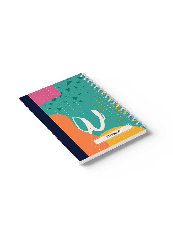 لوحة Spiral Notebook Abstract Geometric Design3 Pink/Blue/Red/White/Yellow - Image 4