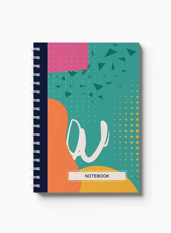 لوحة Spiral Notebook Abstract Geometric Design3 Pink/Blue/Red/White/Yellow - Image 2