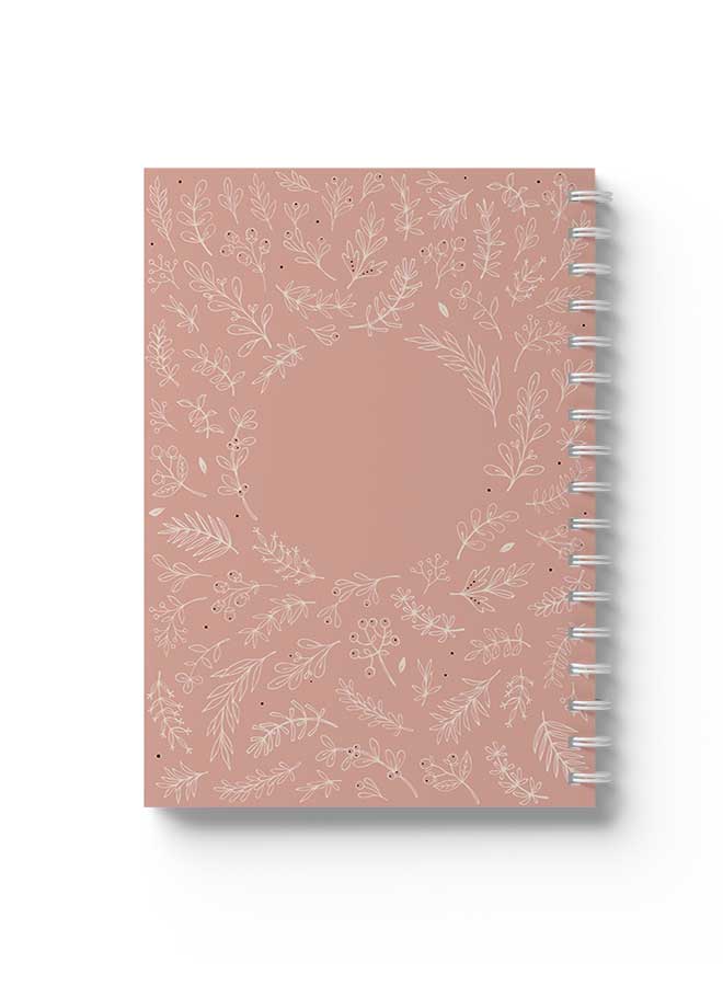 LOWHA Spiral Notebook Floral Design Pattern2 Brown/White - Image 1