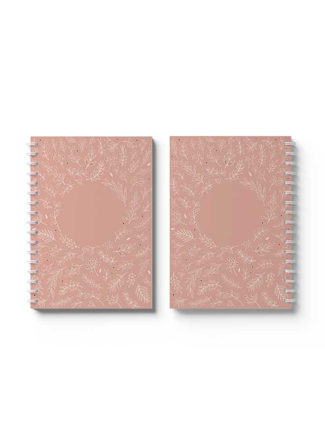 LOWHA Spiral Notebook Floral Design Pattern2 Brown/White - Image 3