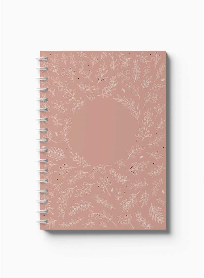 LOWHA Spiral Notebook Floral Design Pattern2 Brown/White - Image 2