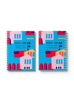 LOWHA Spiral Notebook Exercise Book Seamless Pattern Blue/Red/Balck/Pink  - Image 3