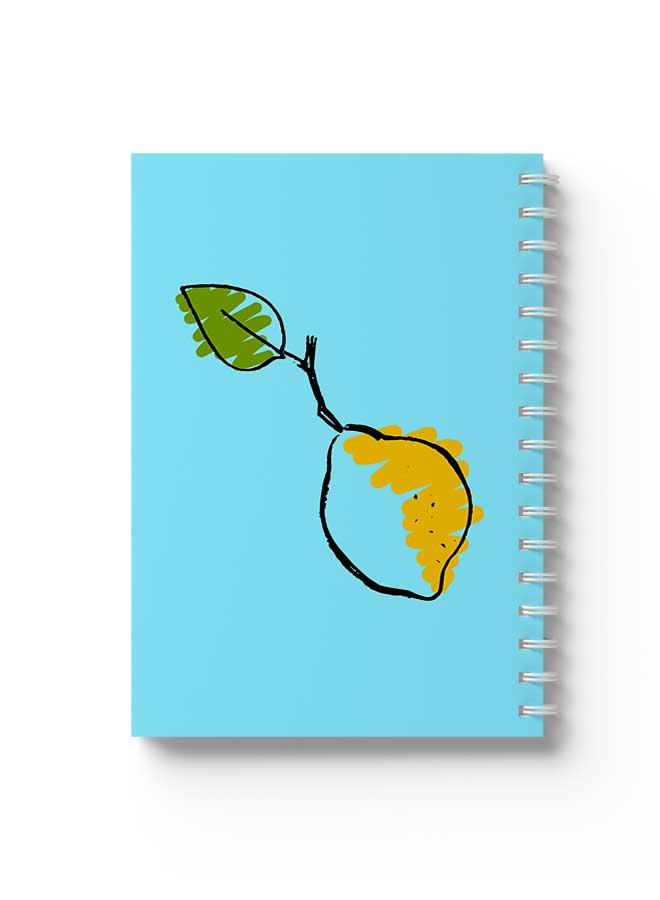 LOWHA Spiral Notebook Lemon Hand Drawn Art Blue/Yellow/Green - Image 1