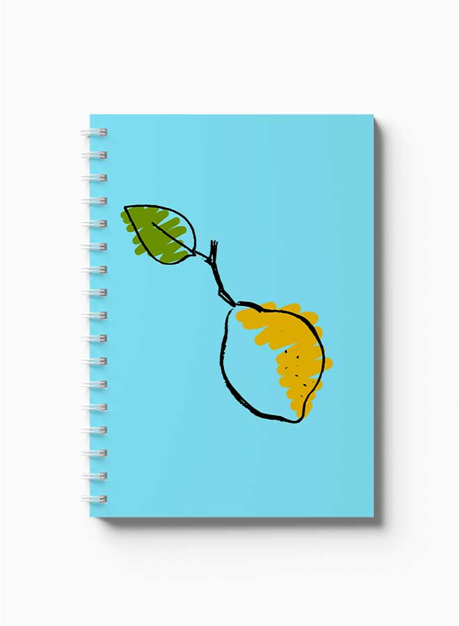 LOWHA Spiral Notebook Lemon Hand Drawn Art Blue/Yellow/Green - Image 2