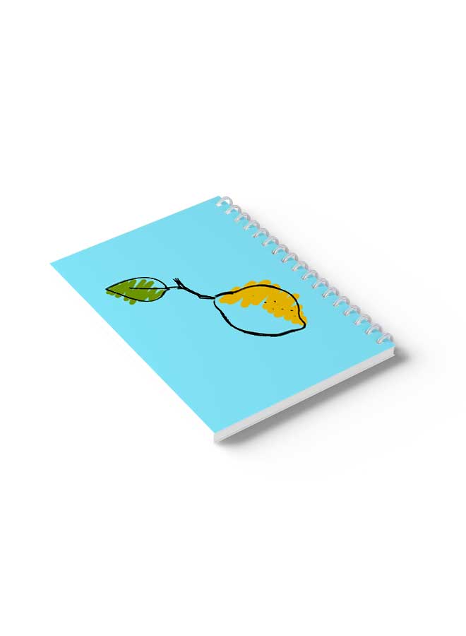 LOWHA Spiral Notebook Lemon Hand Drawn Art Blue/Yellow/Green - Image 4