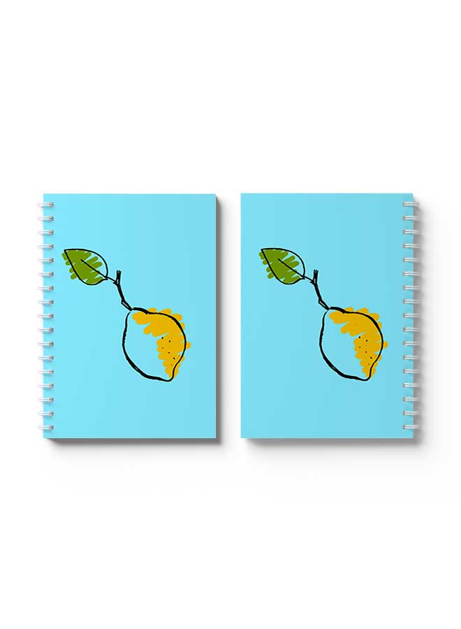 LOWHA Spiral Notebook Lemon Hand Drawn Art Blue/Yellow/Green - Image 3