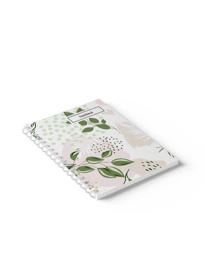 LOWHA Spiral Notebook Hand Draw Abstract Floral Art1 Green/White/Pink/Black - Image 5