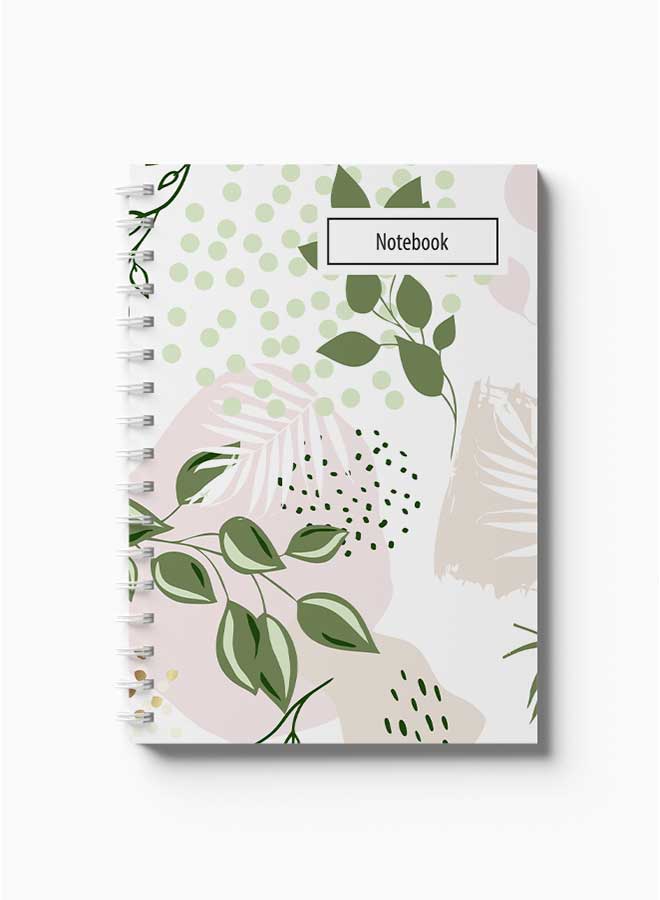 LOWHA Spiral Notebook Hand Draw Abstract Floral Art1 Green/White/Pink/Black - Image 2