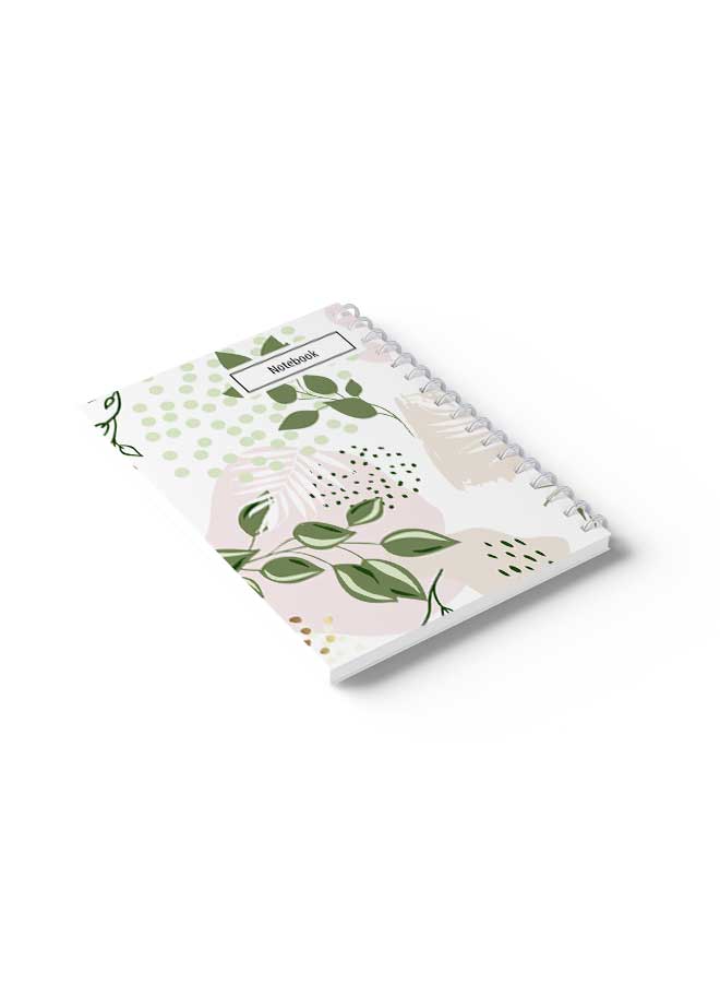 LOWHA Spiral Notebook Hand Draw Abstract Floral Art1 Green/White/Pink/Black - Image 4