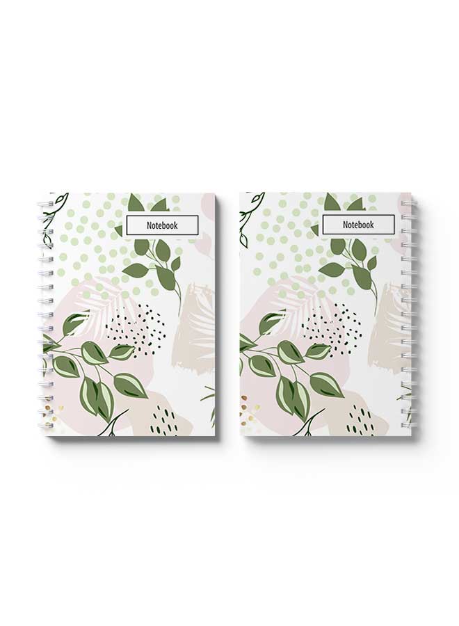 LOWHA Spiral Notebook Hand Draw Abstract Floral Art1 Green/White/Pink/Black - Image 3
