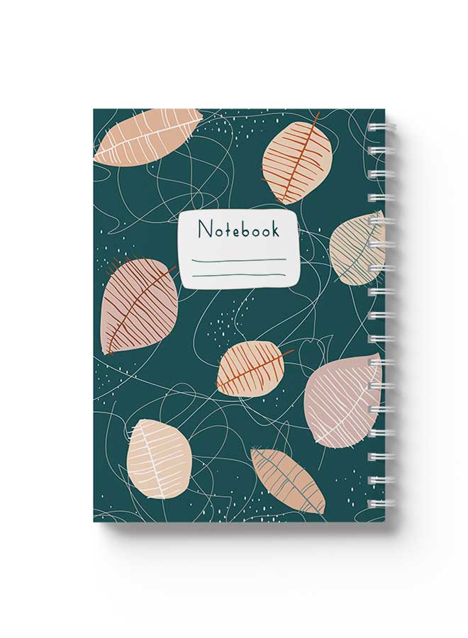 LOWHA Spiral Notebook Leaf Pattern Blue Bg Blue/Red/Pink/White - Image 1