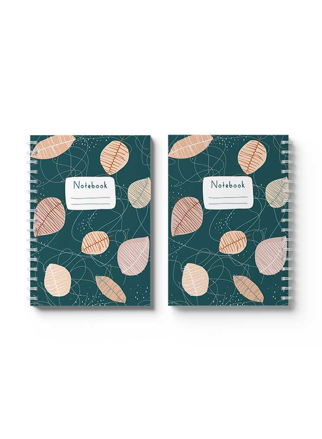 LOWHA Spiral Notebook Leaf Pattern Blue Bg Blue/Red/Pink/White - Image 3